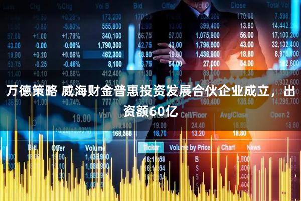 万德策略 威海财金普惠投资发展合伙企业成立，出资额60亿
