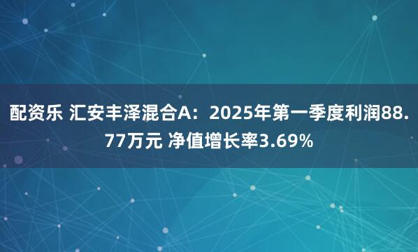 配资乐 汇安丰泽混合A：2025年第一季度利润88.77万元 净值增长率3.69%