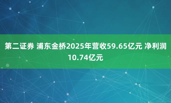 第二证券 浦东金桥2025年营收59.65亿元 净利润10.74亿元